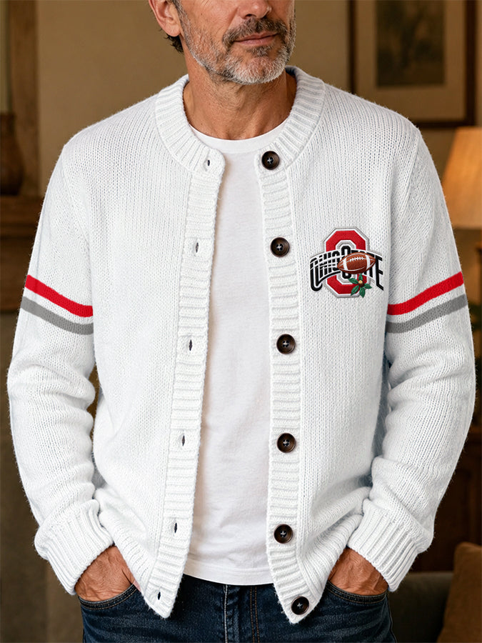 Men'S Casual Football Knitted Cardigan Top