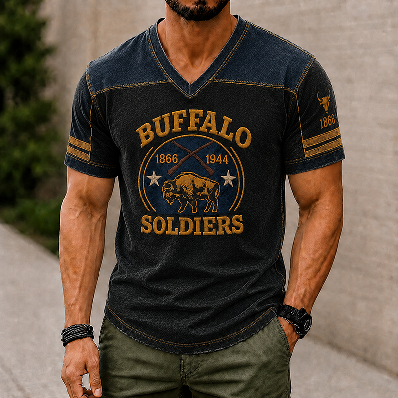Men's Buffalo Soldier Summer V-Neck T-Shirt