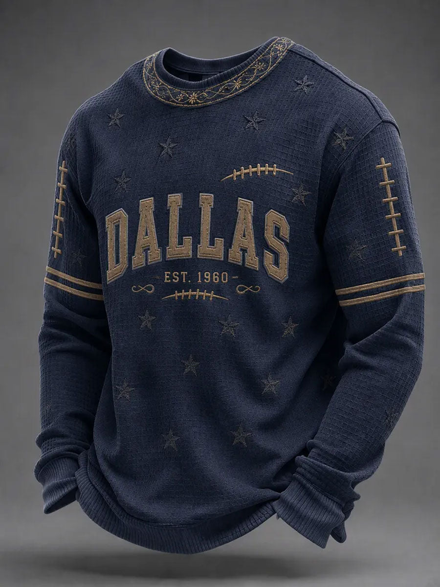 Men's Football Fan Round Neck Waffle Hoodie