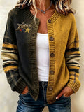 Women's Football Pattern Knitted Cardigan Top