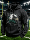 Men'S Casual Football Print Hooded Sweatshirt