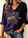 Women'S Football Print Waffle  Top