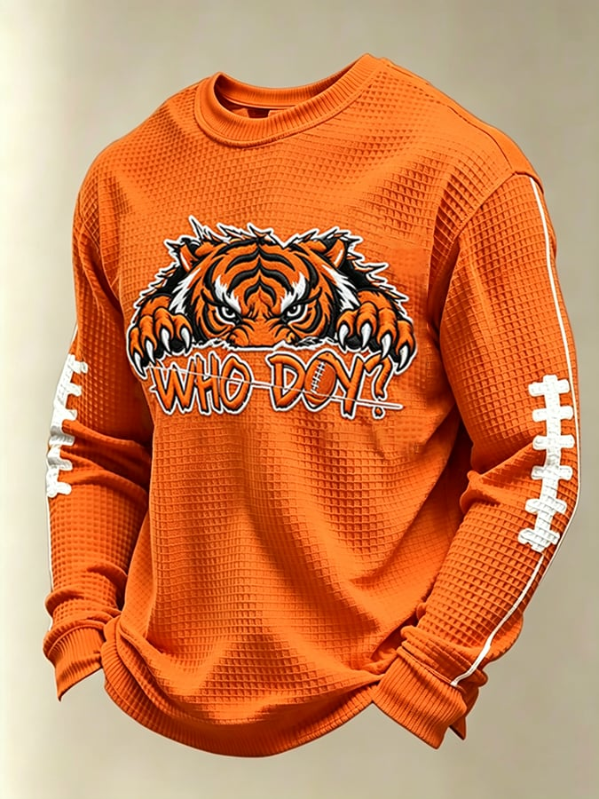 Men'S Football Printed Waffle Sweatshirt