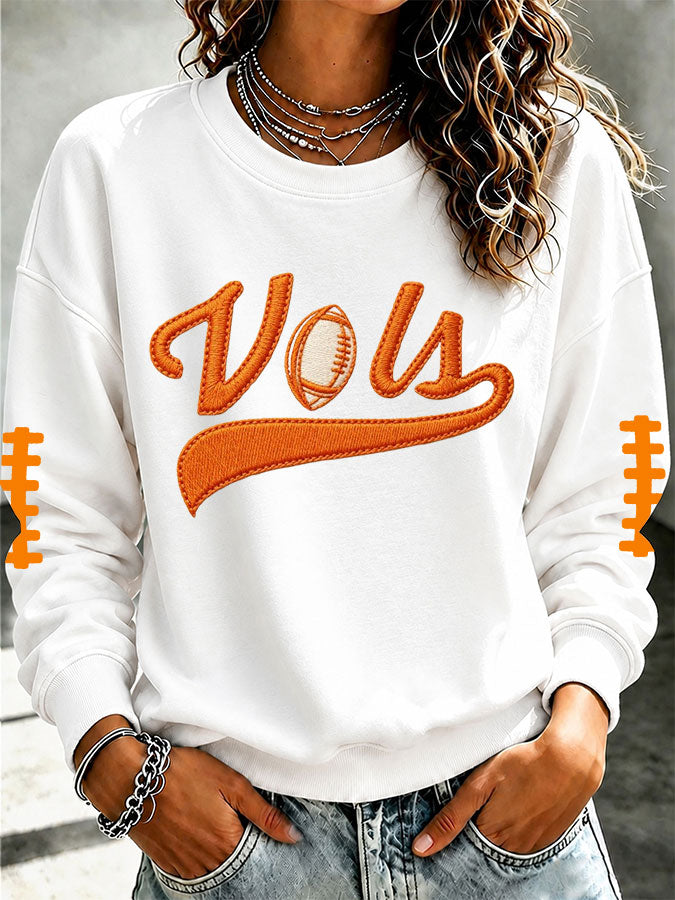 Women'S Retro Football Round Neck Sports Shirt