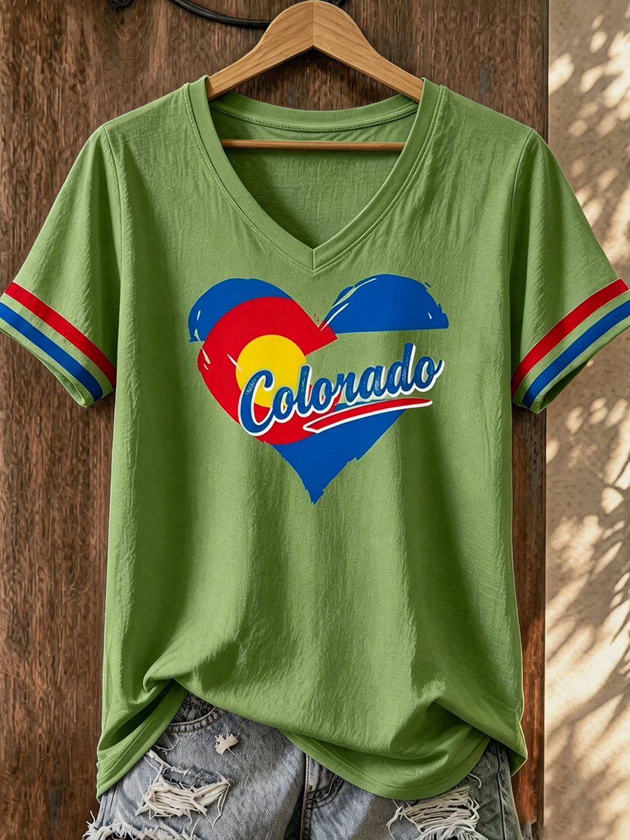 Women's Casual Love Printed Colorado Strong T-shirt