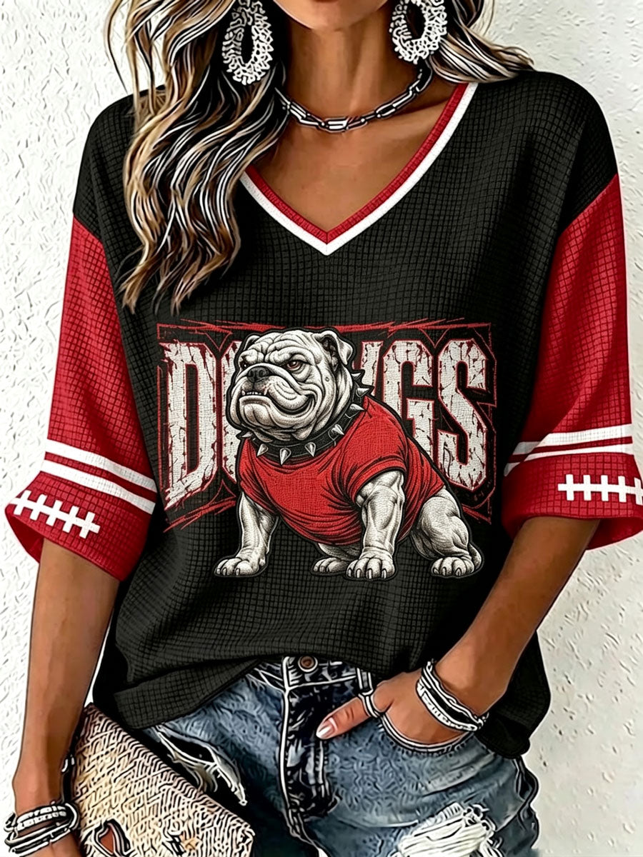 Women'S Football Print Waffle  Top