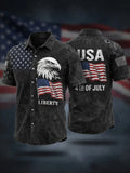 Men's Independence Day USA Flag Print Print Casual Patriotic Short Sleeve Shirt