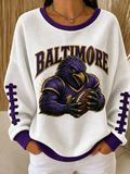 Women'S Football Print Casual  Printed Waffle Sweatshirt