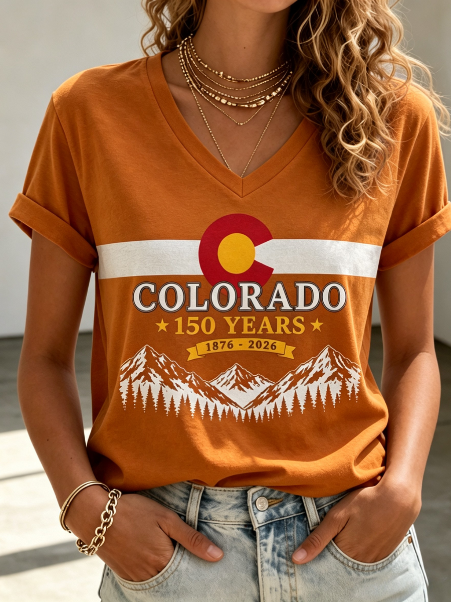 Women's Colorado Strong Cotton And Linen V Neck Top