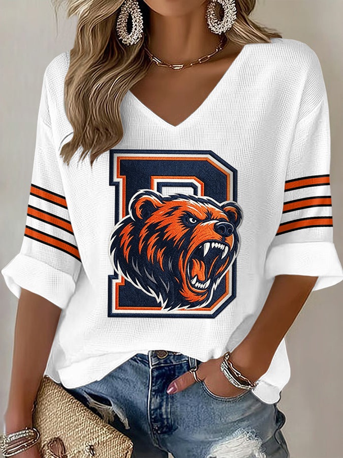Women'S Football Print Waffle Top