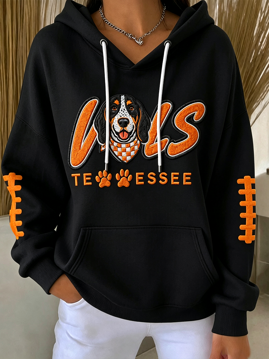 Women'S Football Print Hooded Sweatshirt