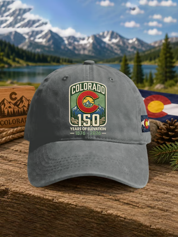 Retro Colorado 150 Years Of Elevation 1876-2026 Print Baseball Cap