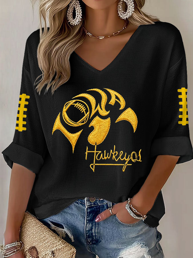 Women'S Football Print Waffle Top
