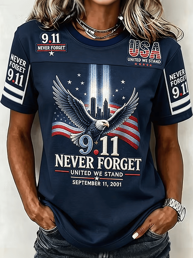 Women's  Retro  9.11 Never Forget Print T-shirt