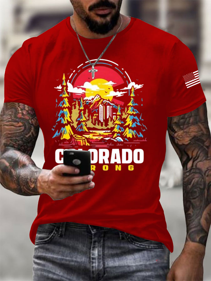 Men'S Colorado Strong Print Short Sleeve T-Shirt