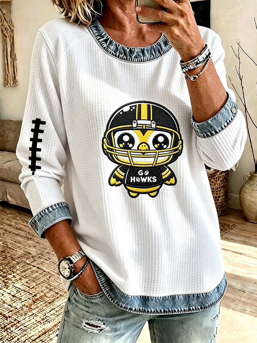 Women'S Football Printed Casual Long Sleeve Top