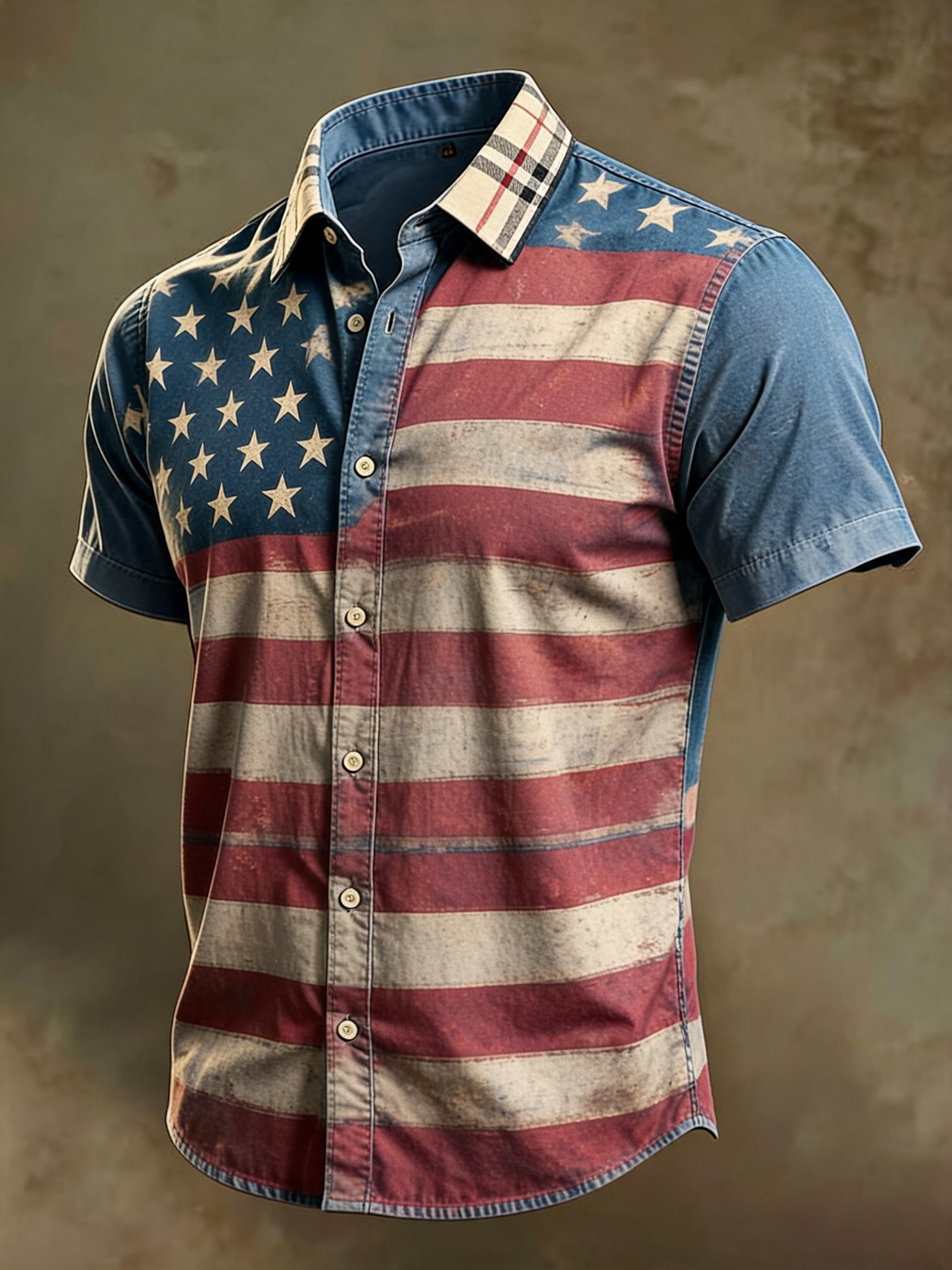 Men's  250 Years Day Printed Casual Collar Shirt