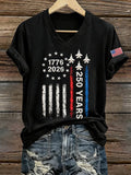 Women's 250 Years Of Freedom Print V Neck T-shirt