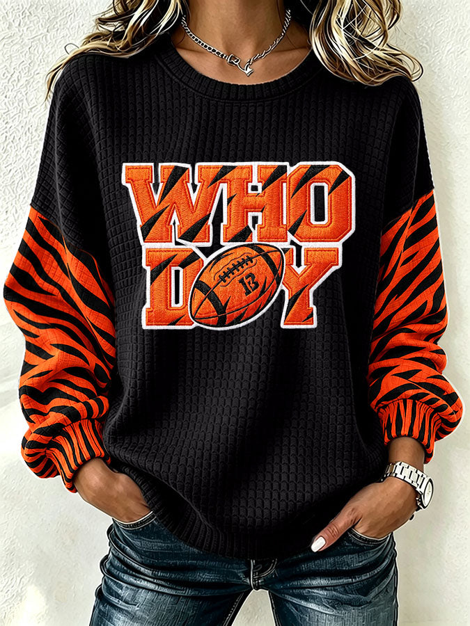 Women'S Football Print Round Neck Sweatshirt