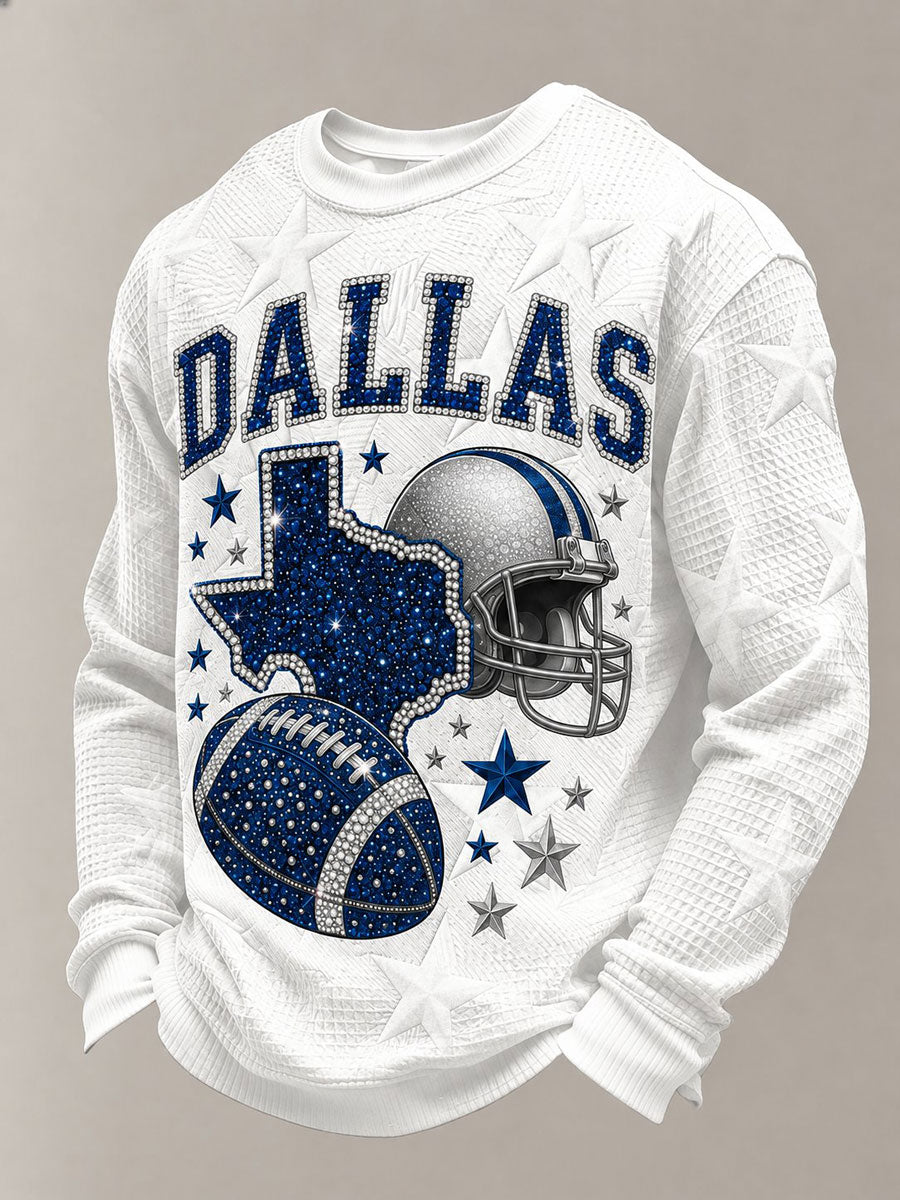 Men's Football Fan Round Neck Waffle Hoodie
