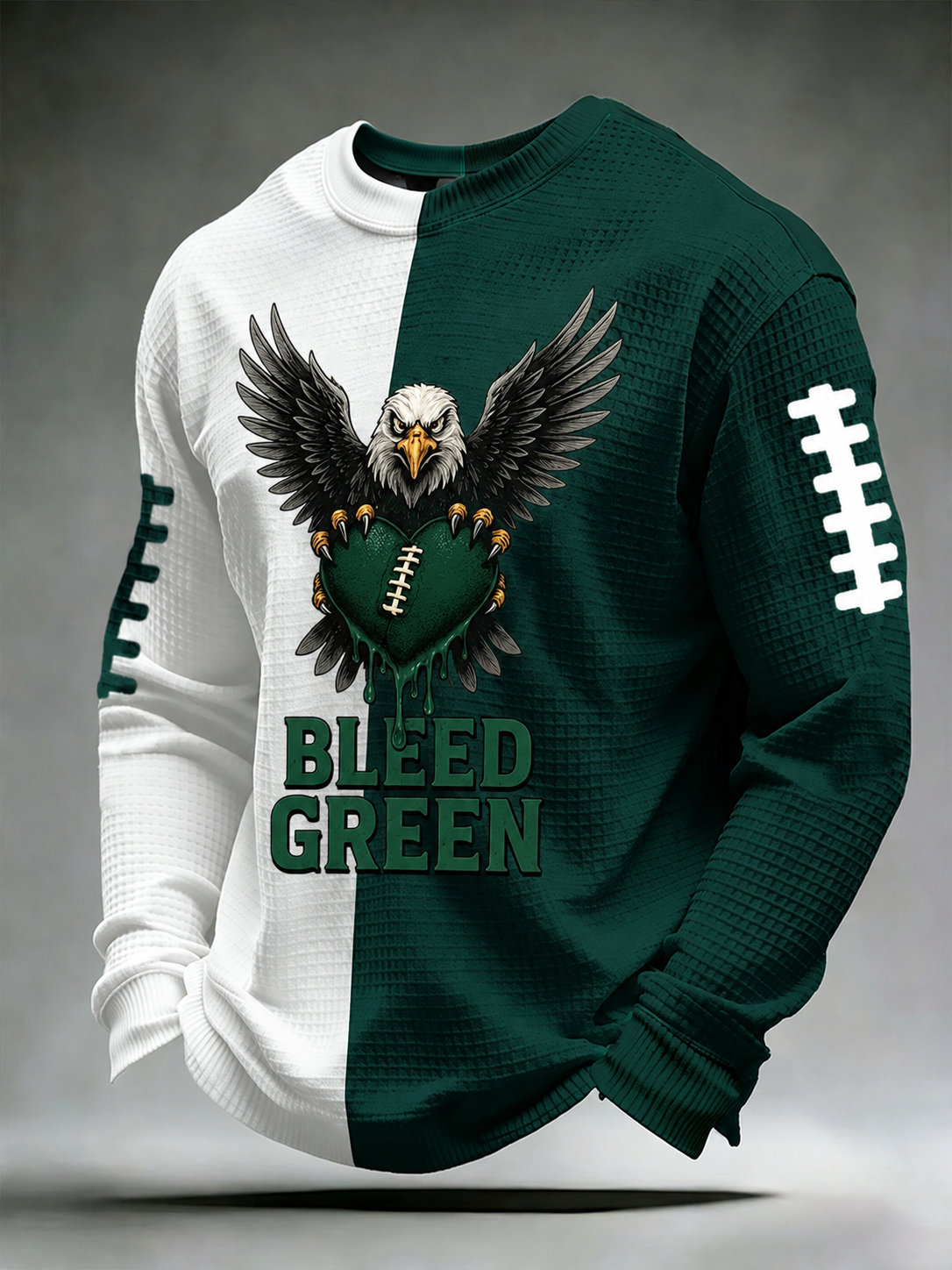 Men's Eagles Football Fan Round Neck Waffle Hoodie