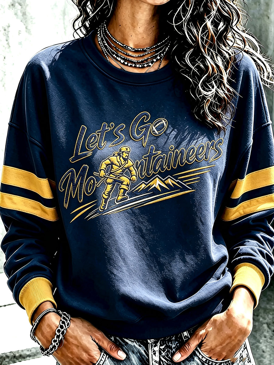 Women'S Retro Football Print Round Neck Sports Shirt