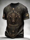 Men's Retro Buffalo Soldier Print  Casual T-Shirt