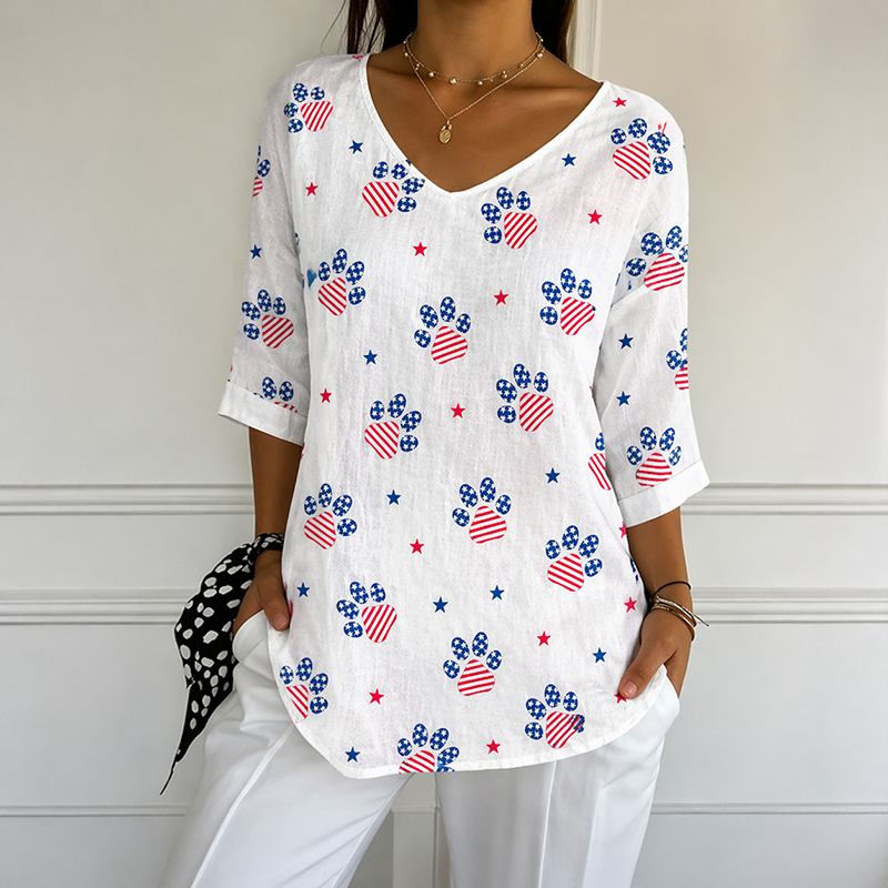 Women's US 250th Anniversary Casual Cotton-Linen Top