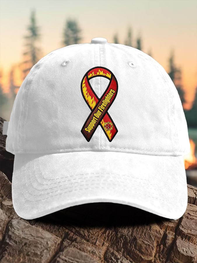 Retro Support Our Firefighters Print Baseball Cap