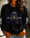 Women'S Retro Football Print Round Neck Sports Shirt