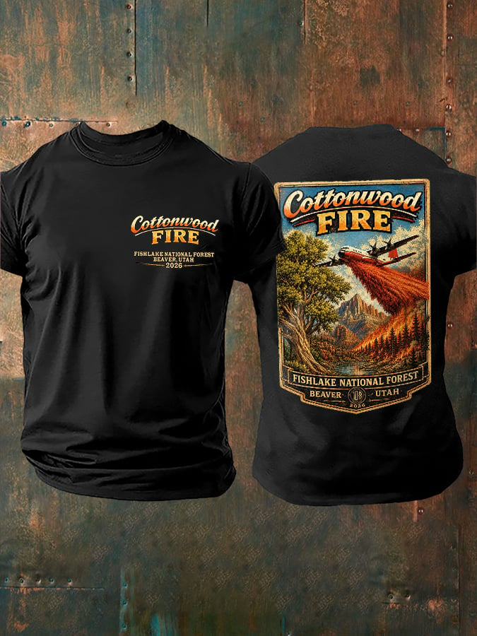 Men'S Retro Cottonwood Fire Fishlake National Forest, Beaver, Utah 2026 Print T-Shirt