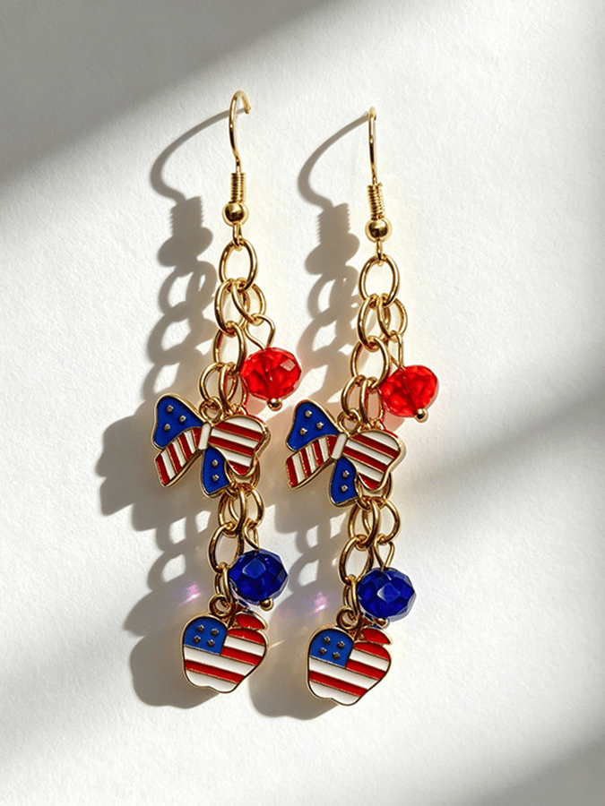 U.S. 250th Anniversary Retro Red, White, And Blue Cross Earrings