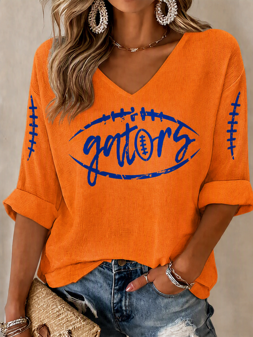 Women'S Football Print Waffle  Top
