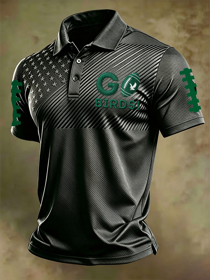 Men'S Football Print Polo T-Shirt