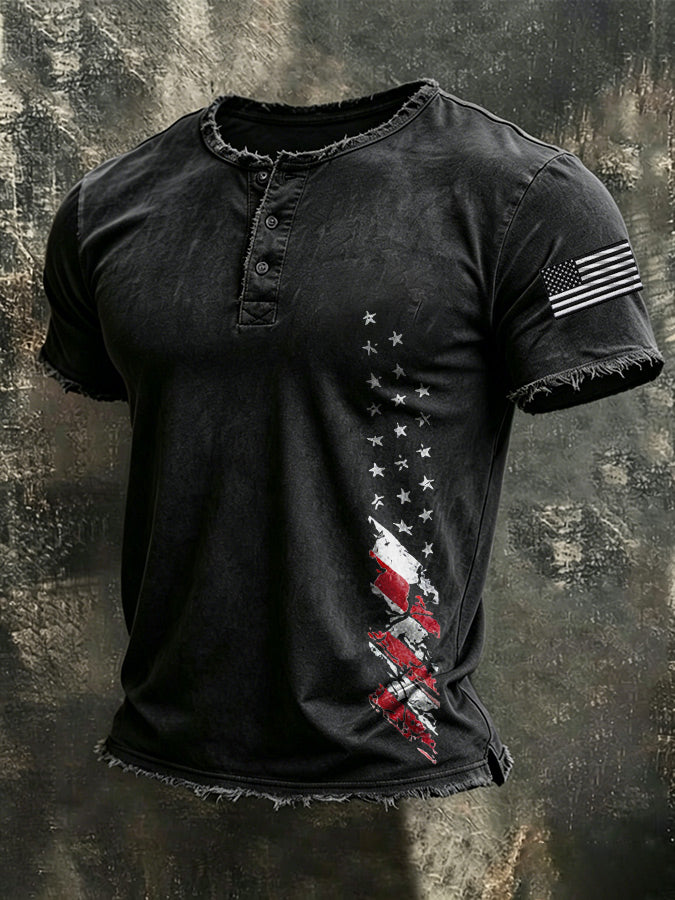 Men'S American Flag Printed Casual Top