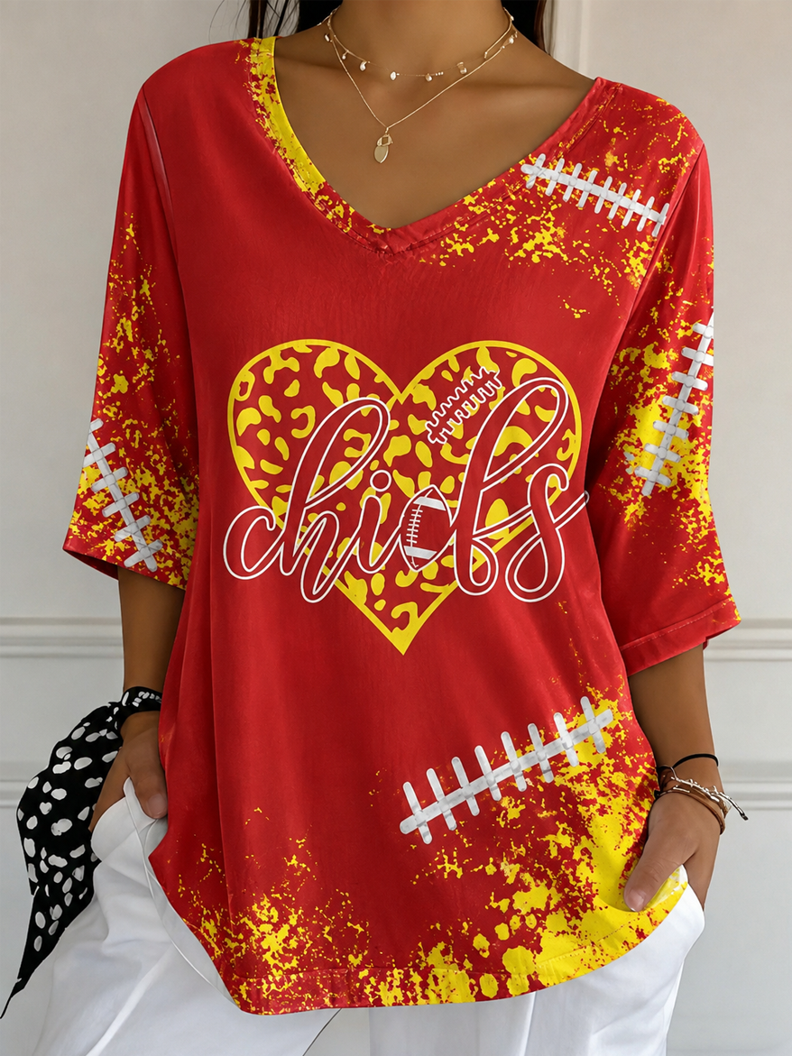 Women's Football Game Print Top