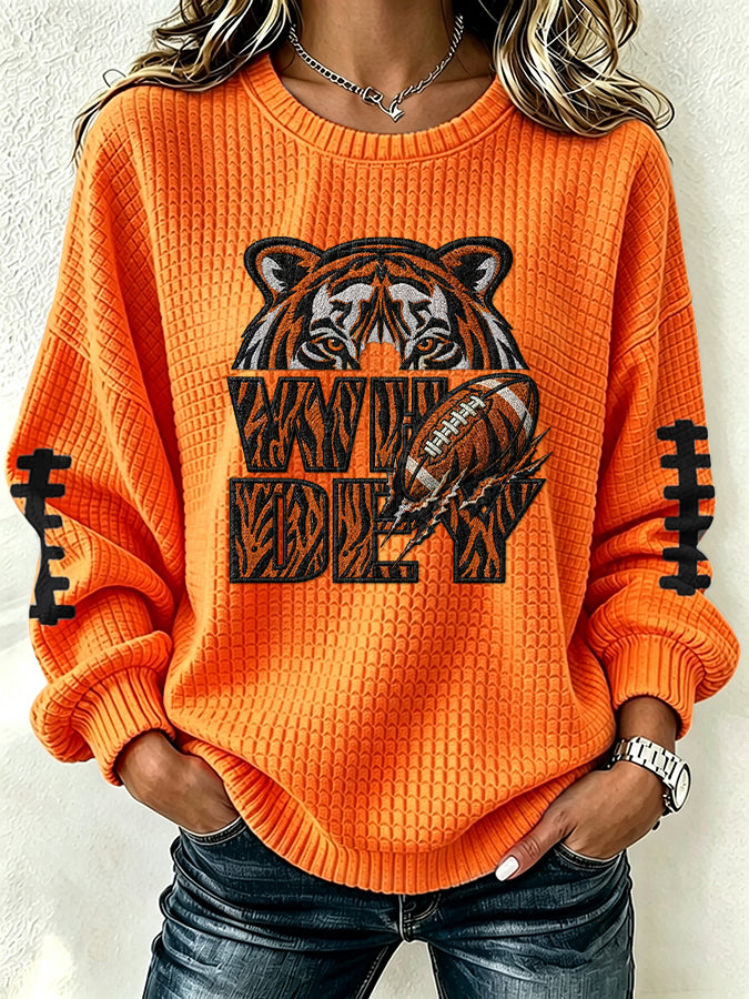 Women'S Football Print Round Neck Sweatshirt