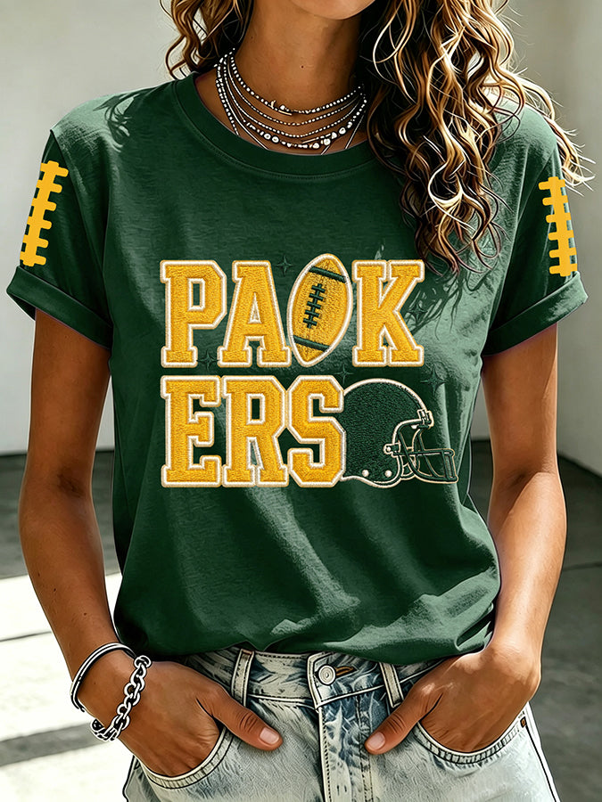 Women'S Retro Football Printed T-Shirt