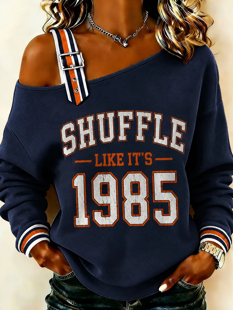 Women's Football Gameday Gift For Football Fans Casual Off-Shoulder Sweatshirt