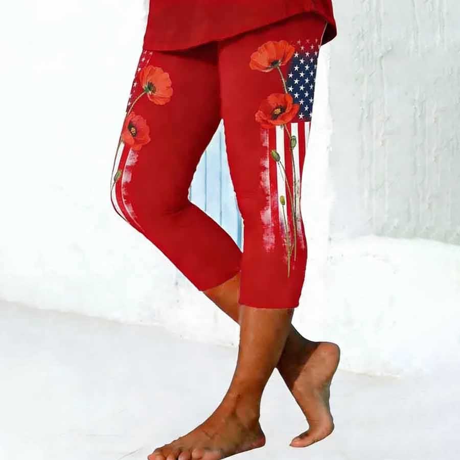 Women's Memorial Day Print Cropped Pants