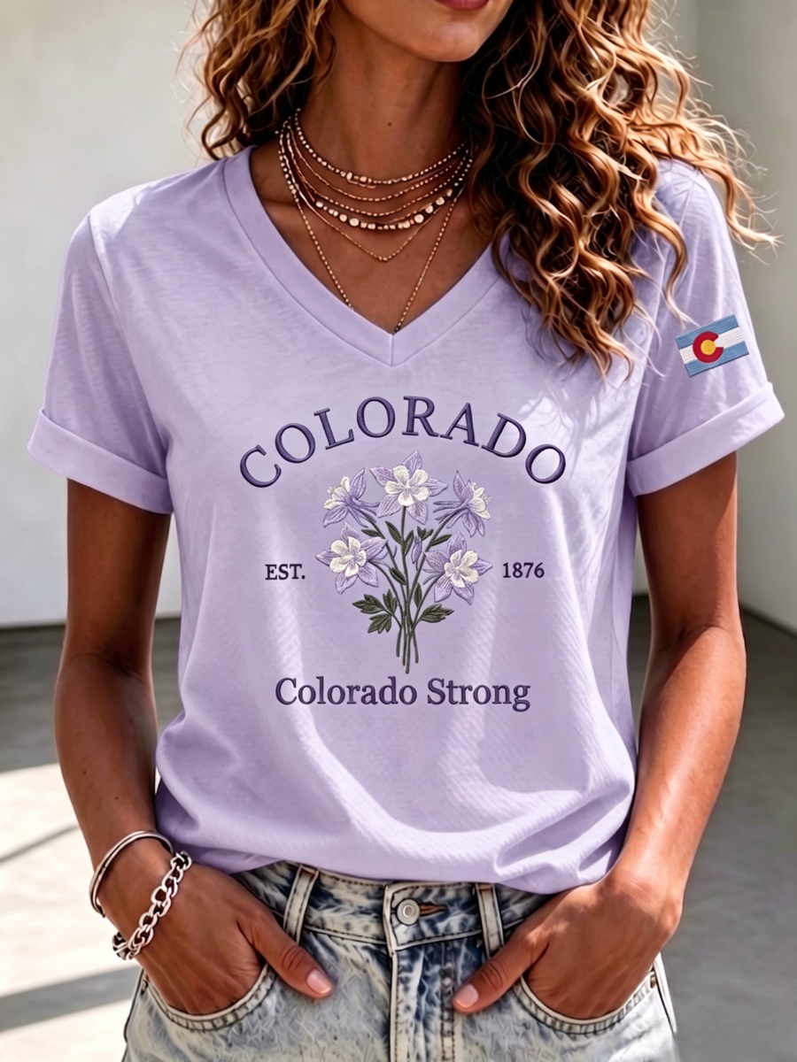 Women'S Colorado Strong: Rising From The Ashesn Printed T-Shirt  V-Neck T-Shirt