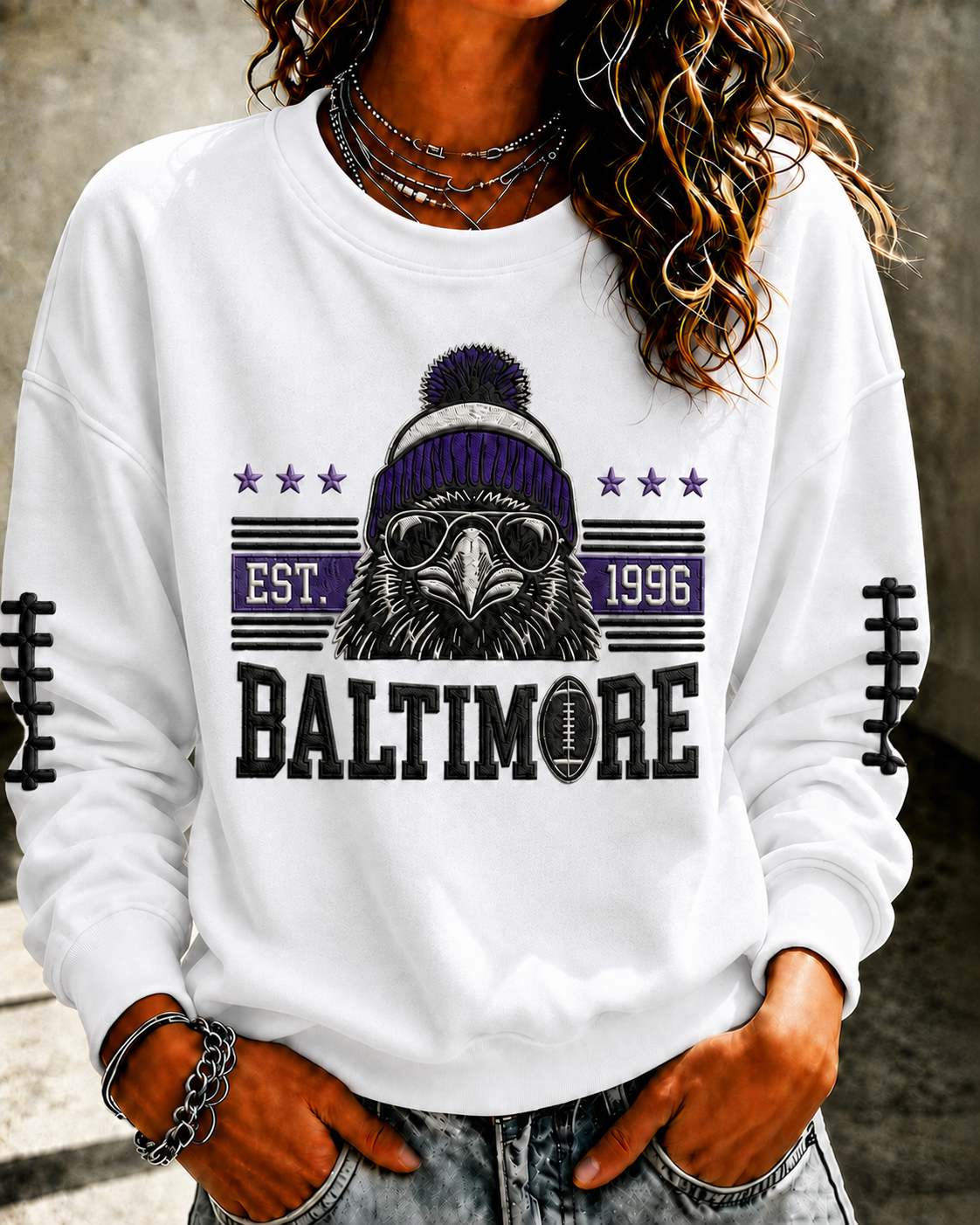 Women'S Retro Football Print Round Neck Sports Shirt