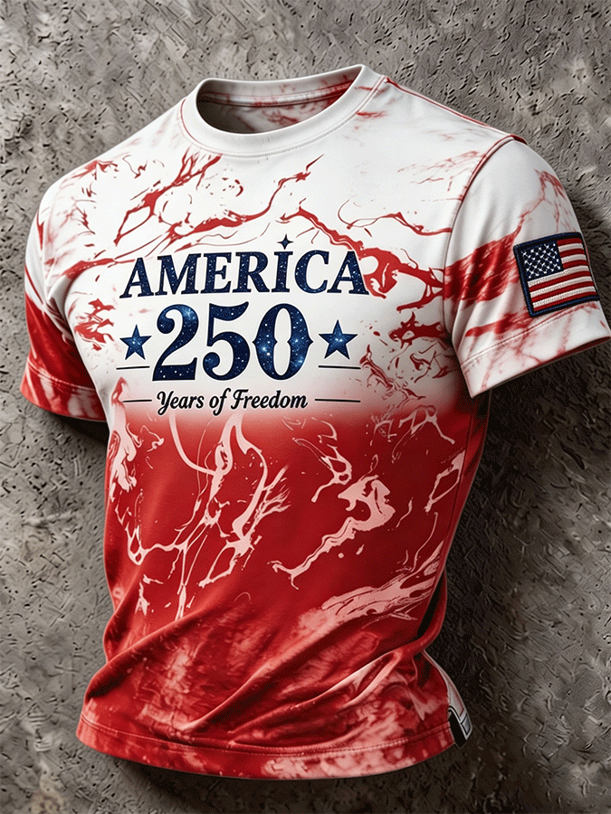 Men's America 250 Years of Freedom Tie-Dye Patriotic T-Shirt