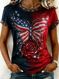 Women's Casual American 250th Anniversary Printed Short-Sleeve T-Shirt