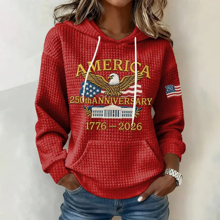 Women'S Casual Hoodie With American 250th Anniversary Print.