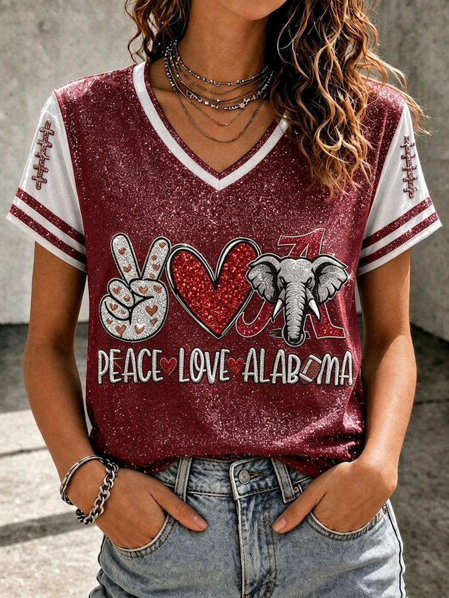 Women's Football Print V-Neck T-Shirt