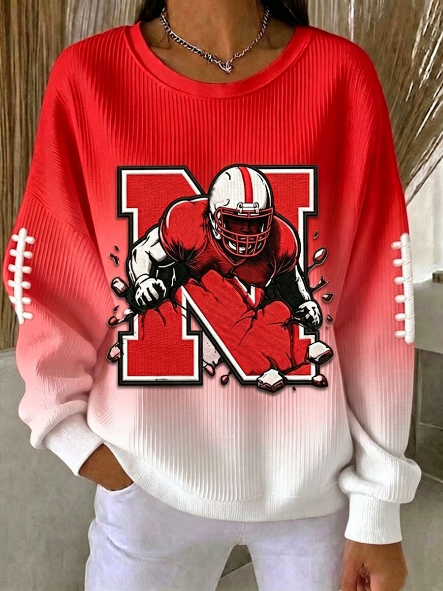 Women'S Football Print Casual Sweatshirt