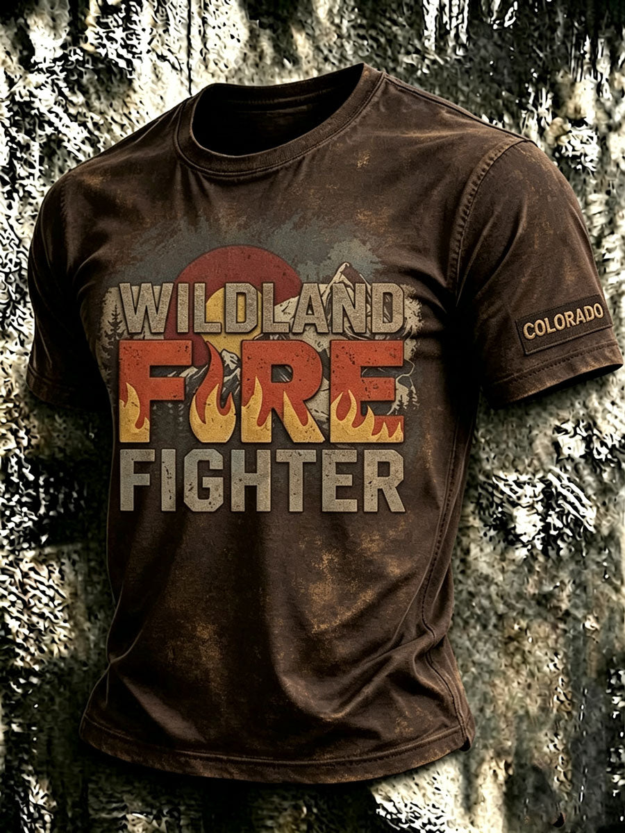 Men'S Retro T-Shirt Paying Tribute To Colorado Firefighters