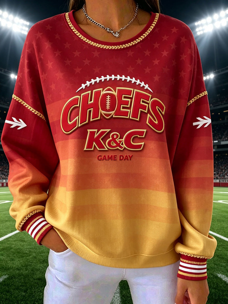 Women's Football Game Print Sweatshirt