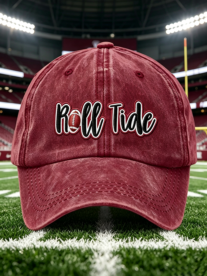 Unisex Rugby Print Washed Duckbill Cap